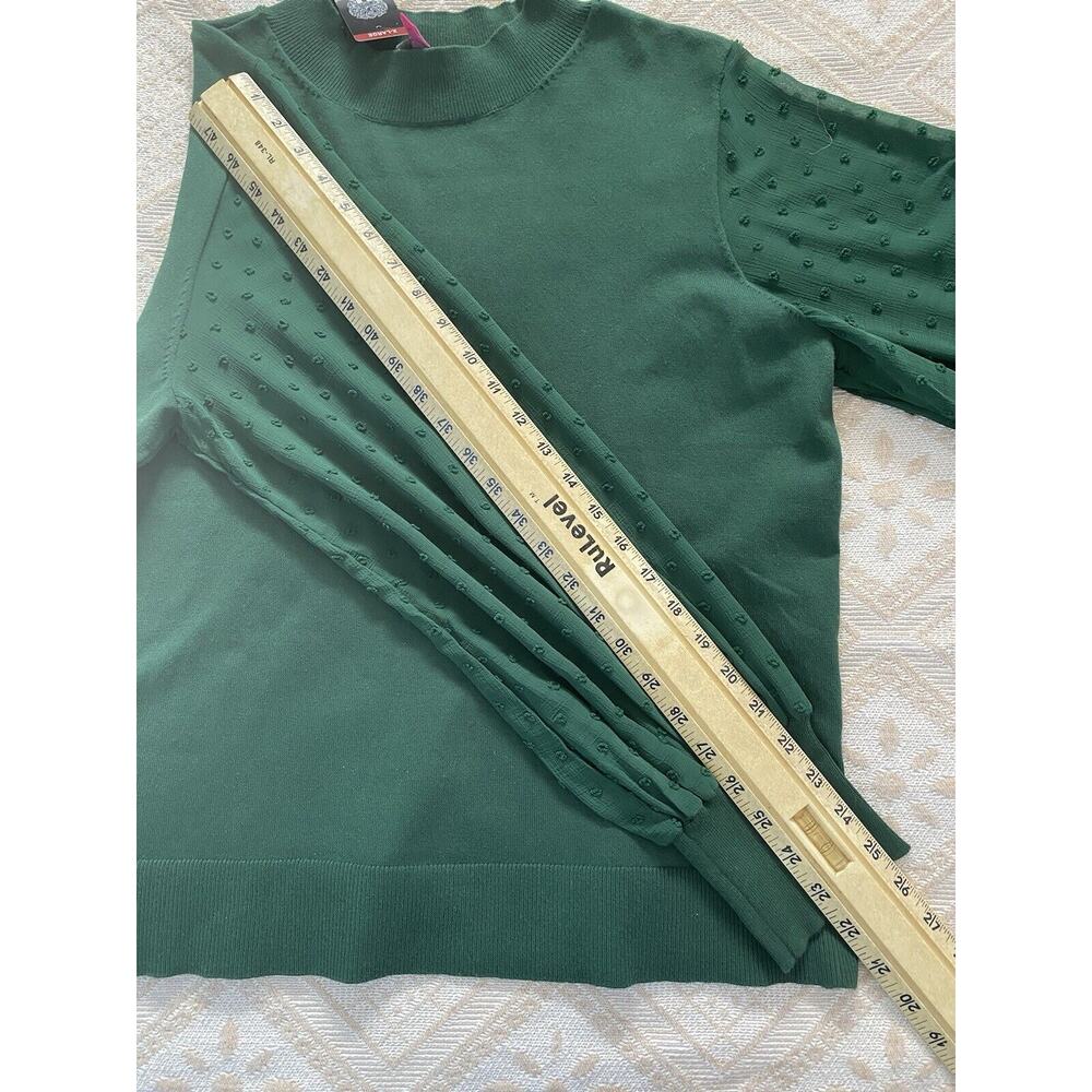 NWT Vince Camuto Cece Sz XL Green Wms Mock Neck Clip Dot Sheer Balloon Slv Swtr - Picture 11 of 11